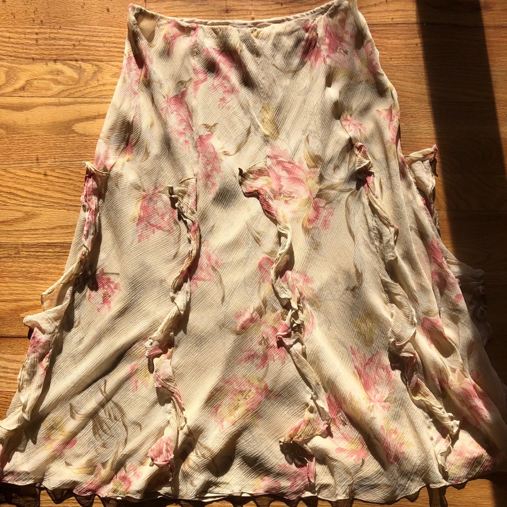 Ralph Lauren Gauzy 100% Silk Floral Skirt Sz.Small